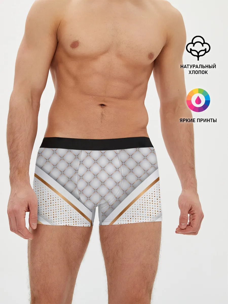Мужские трусы боксеры / Luxury white & Gold