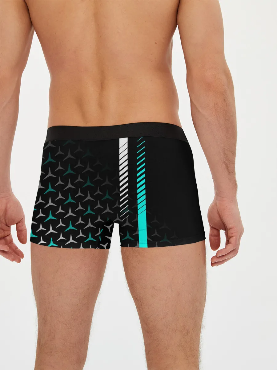 Мужские трусы боксеры / МЕРСЕДЕС / AQUA BLACK GRADIENT