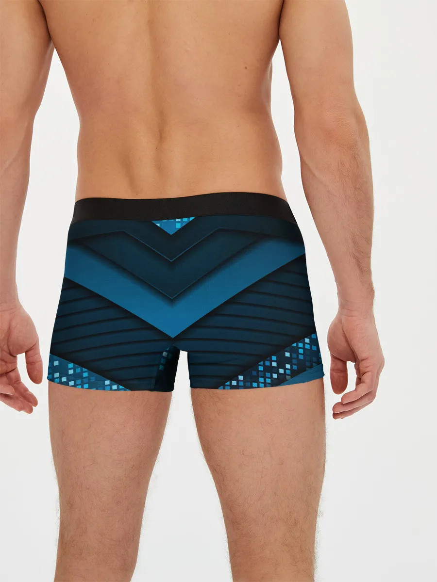 Мужские трусы боксеры / 3D luxury blue abstract