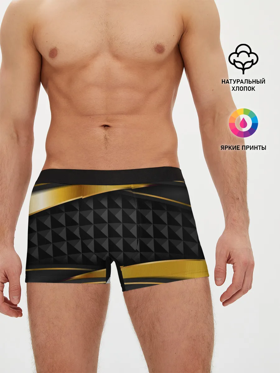 Мужские трусы боксеры / 3D luxury black gold Плиты 3Д