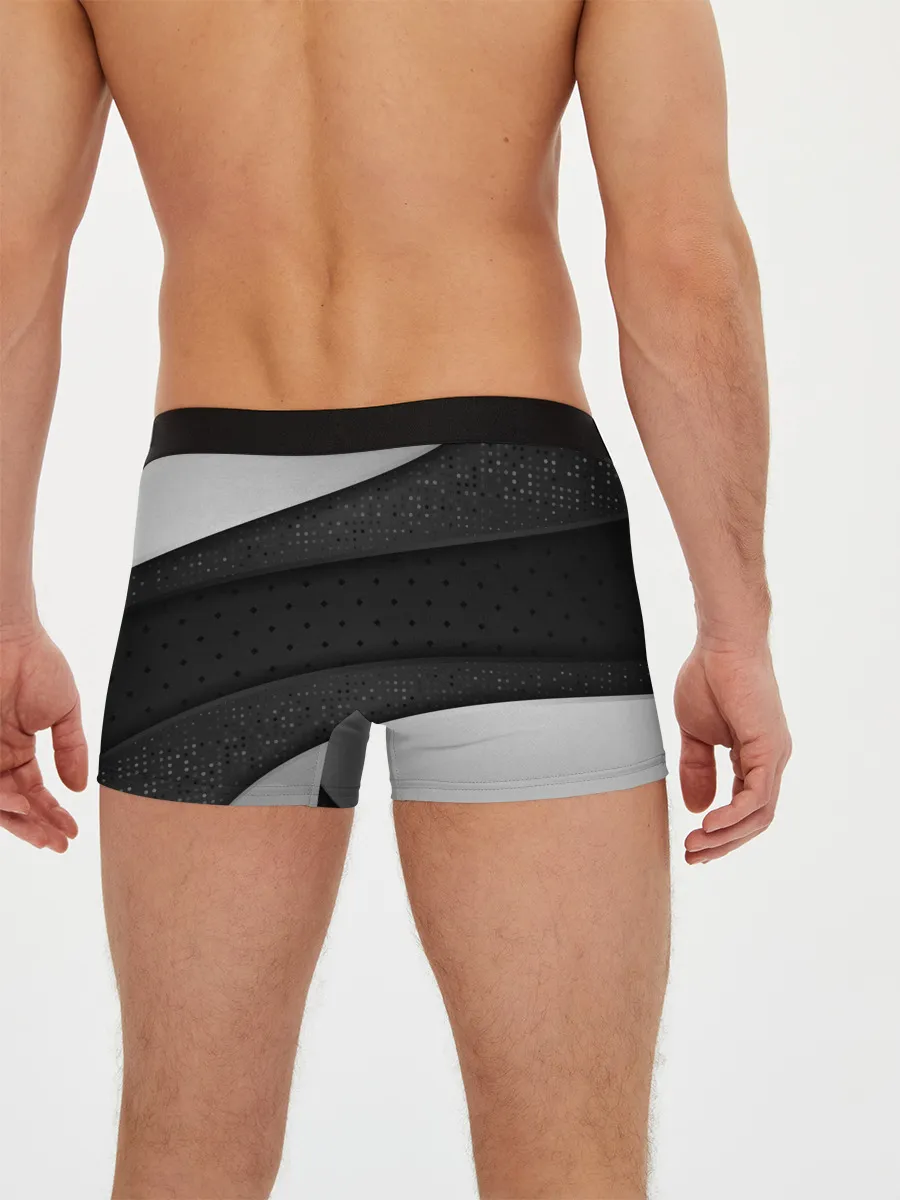 Мужские трусы боксеры / 3D luxury style silver black