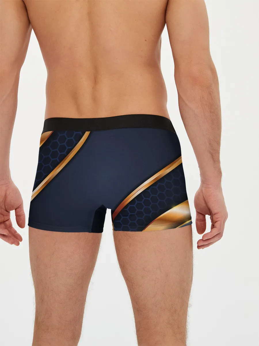 Мужские трусы боксеры / 3D БРОНЯ ВСТАВКИ ЗОЛОТА