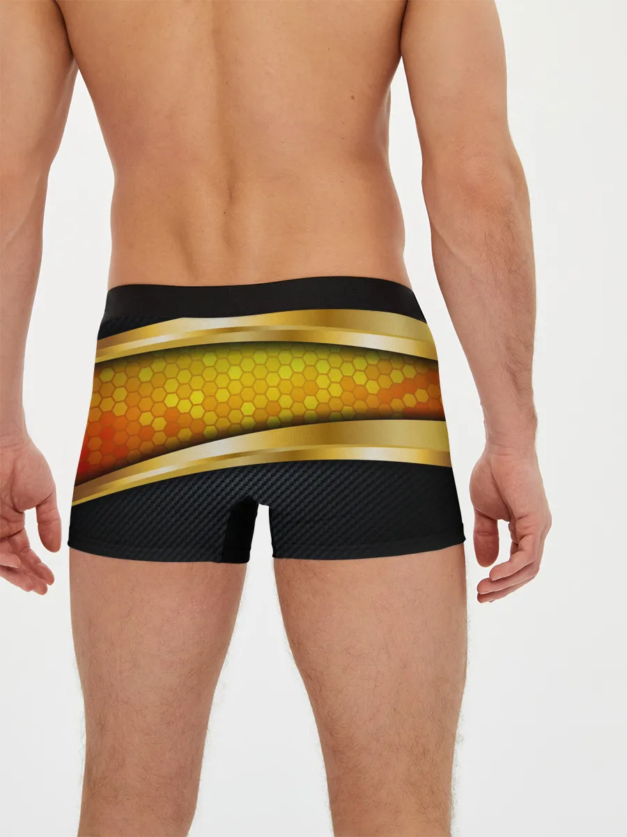 Мужские трусы боксеры / 3D ЗОЛОТЫЕ СОТЫ / БРОНЯ 3Д