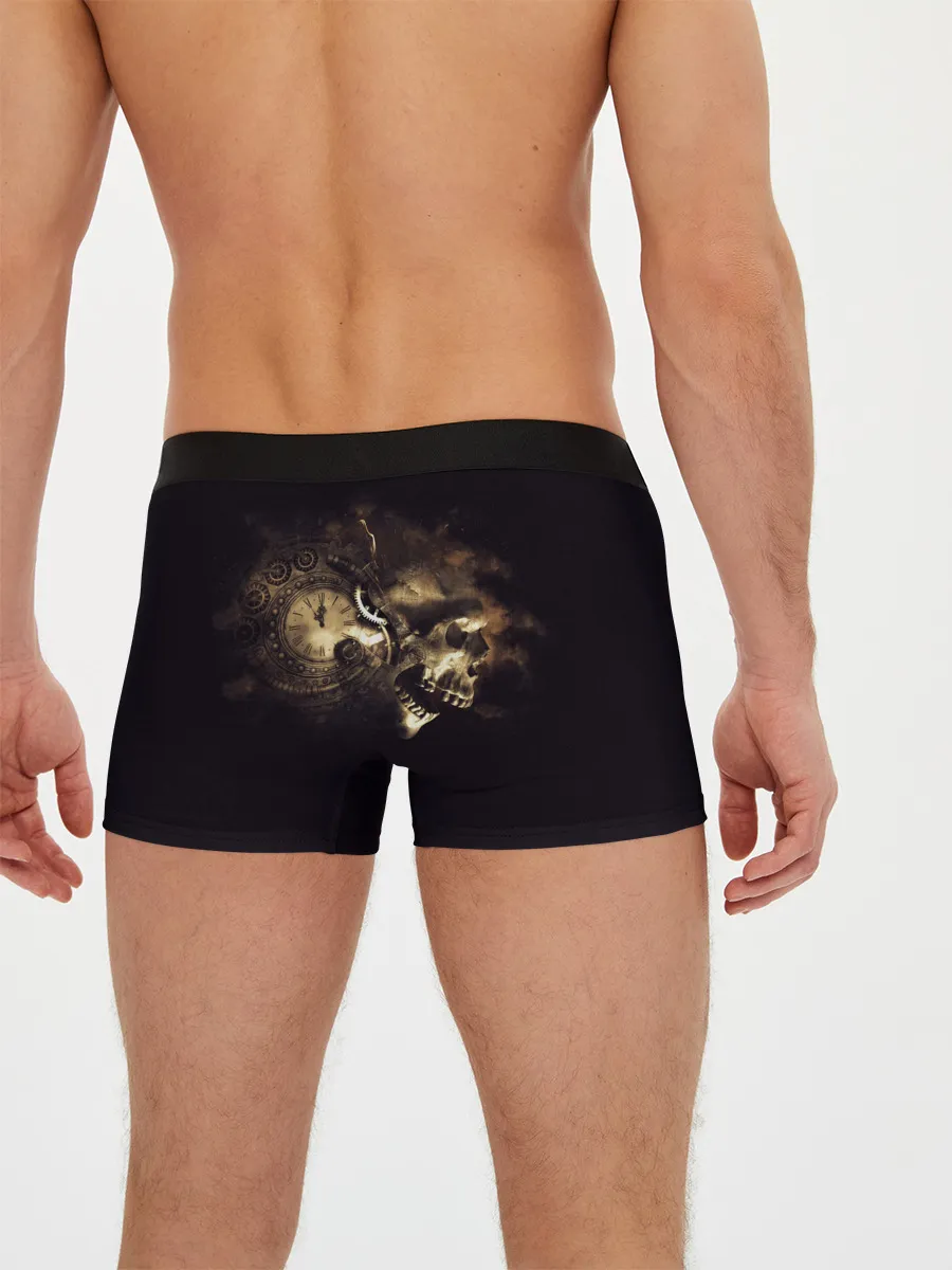 Мужские трусы боксеры / Череп и часовой механизм.
