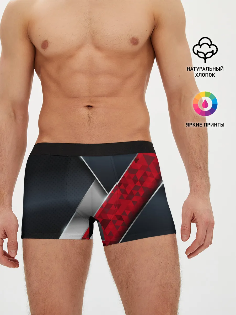 Мужские трусы боксеры / 3D BLACK AND RED METAL
