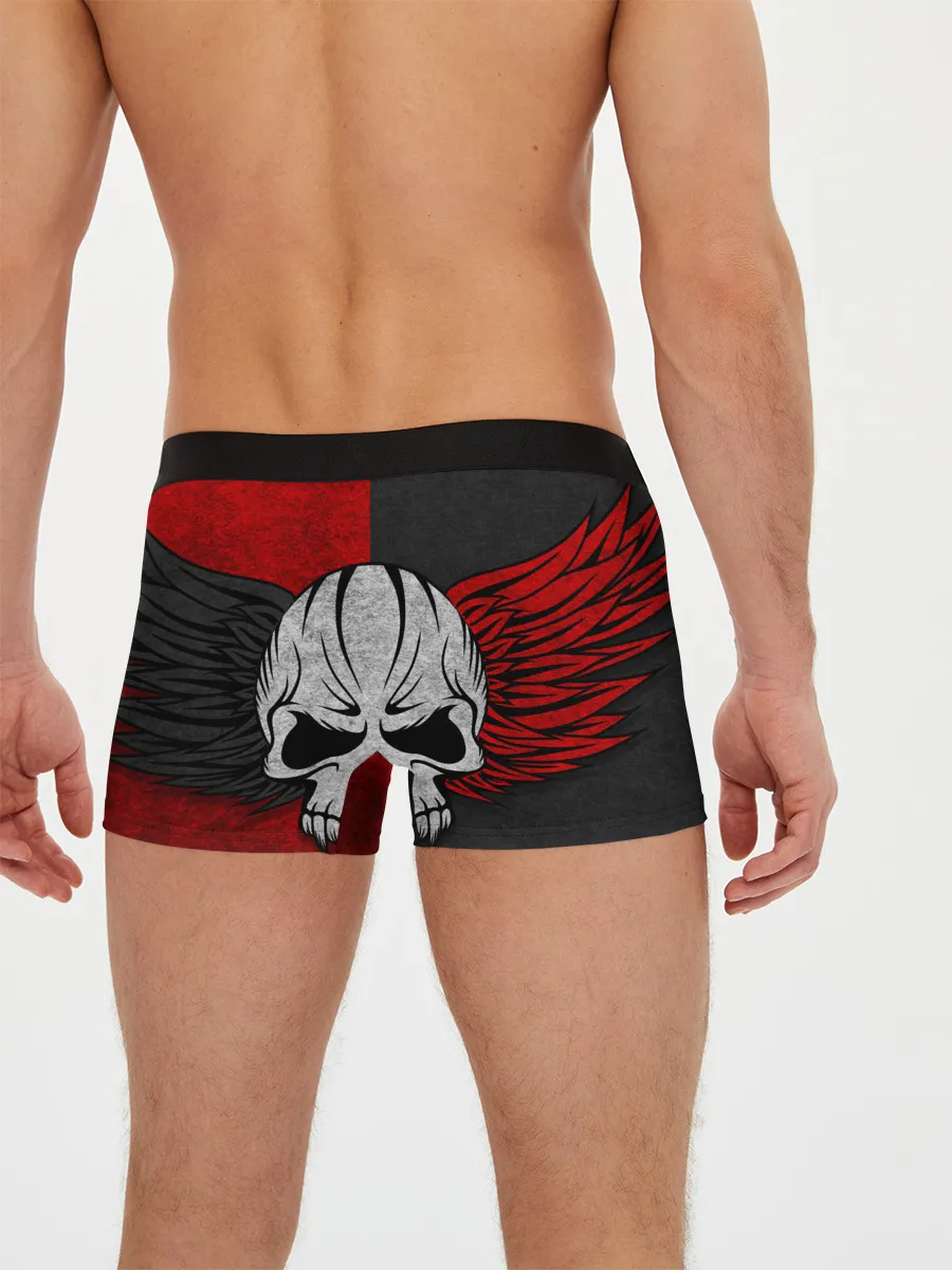 Мужские трусы боксеры / Крылатый череп 3D