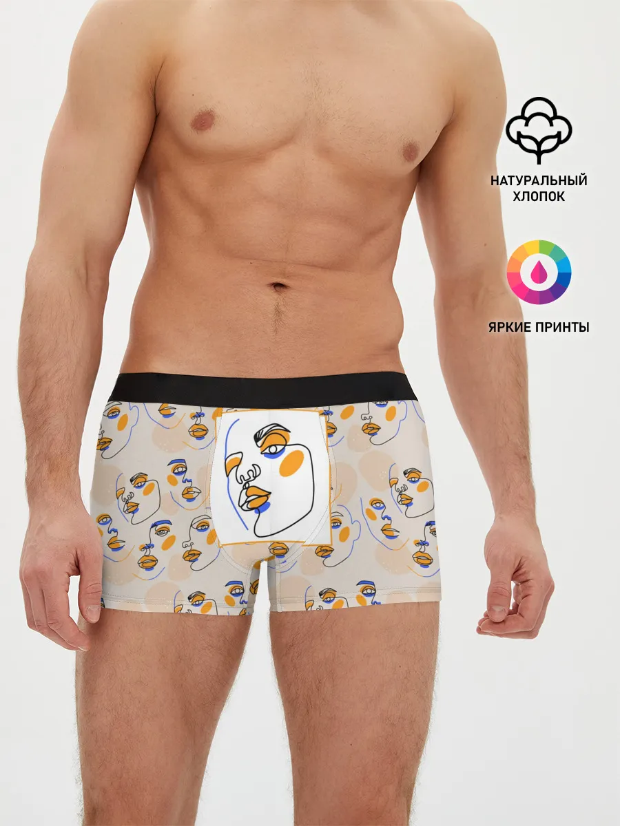 Мужские трусы боксеры / Лица в графике