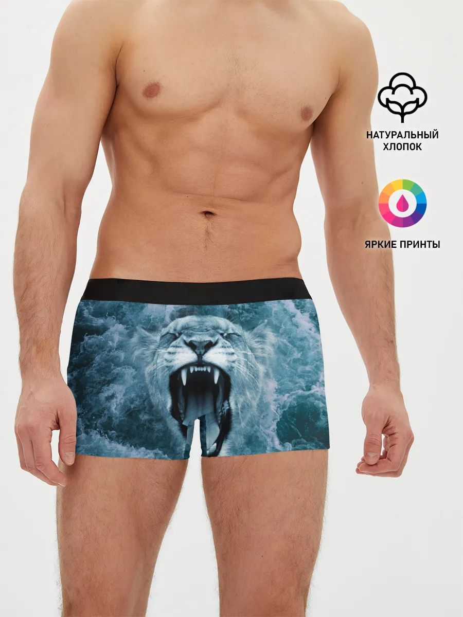 Мужские трусы боксеры / Львица в бушующих волнах