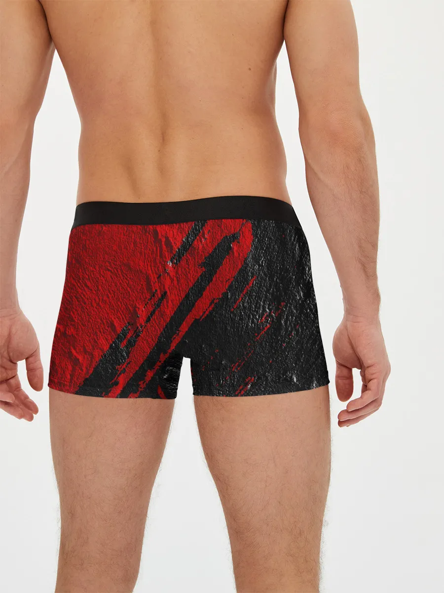 Мужские трусы боксеры / Красное чёрное 3D