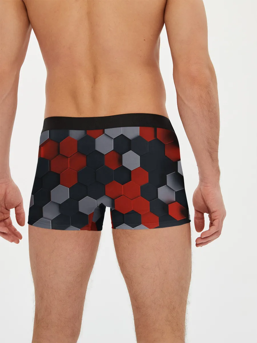 Мужские трусы боксеры / РАЗНОЦВЕТНЫЕ СОТЫ 3D