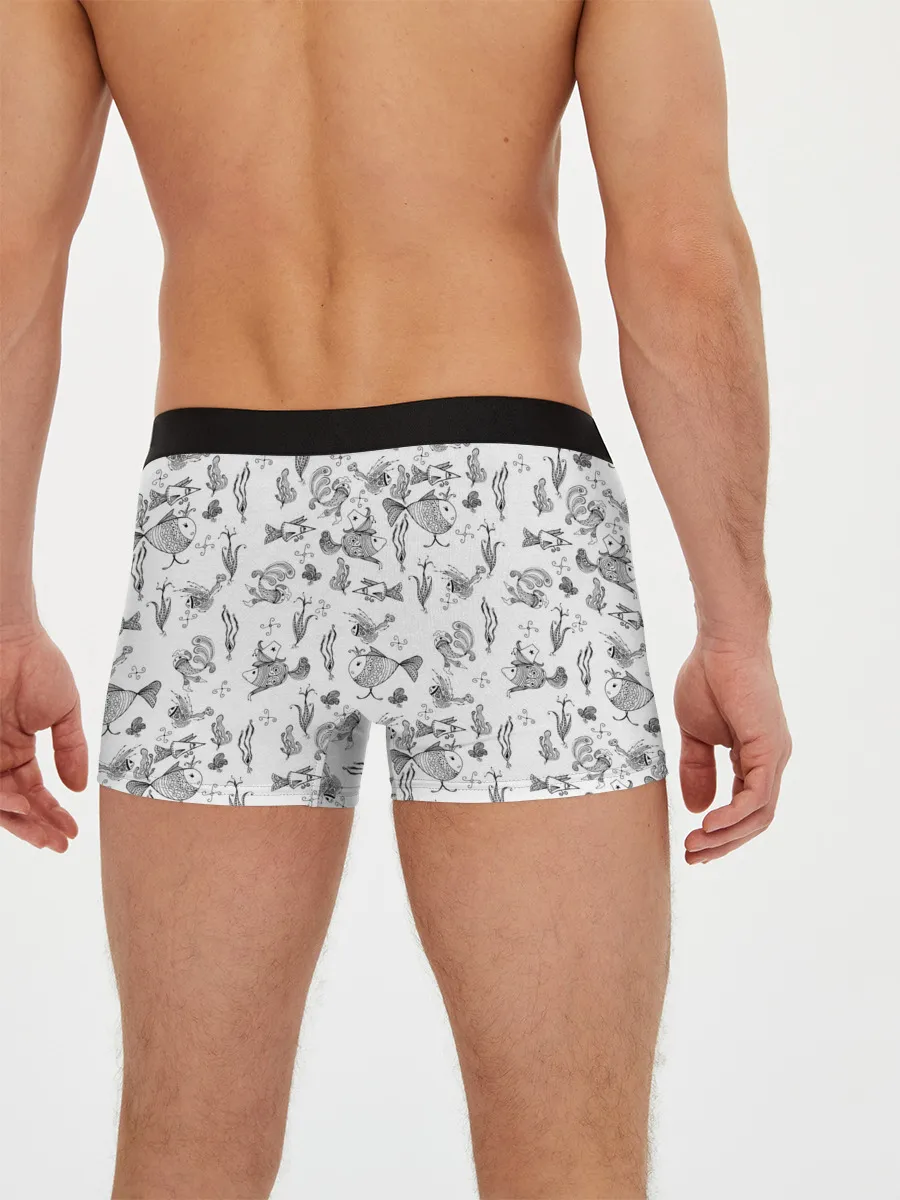 Мужские трусы боксеры / Рисованные сказочные рыбки