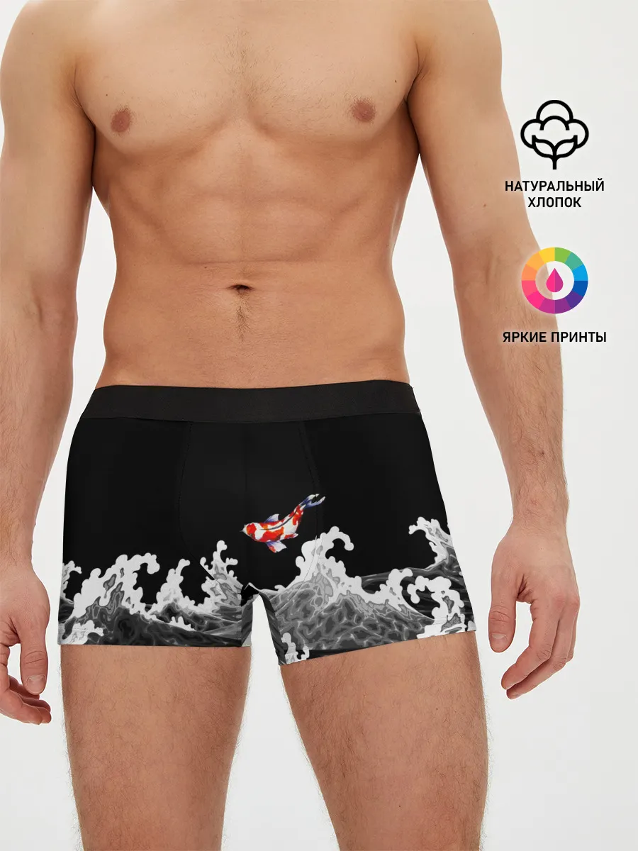 Мужские трусы боксеры / Карп Кои Волна Япония Рыба