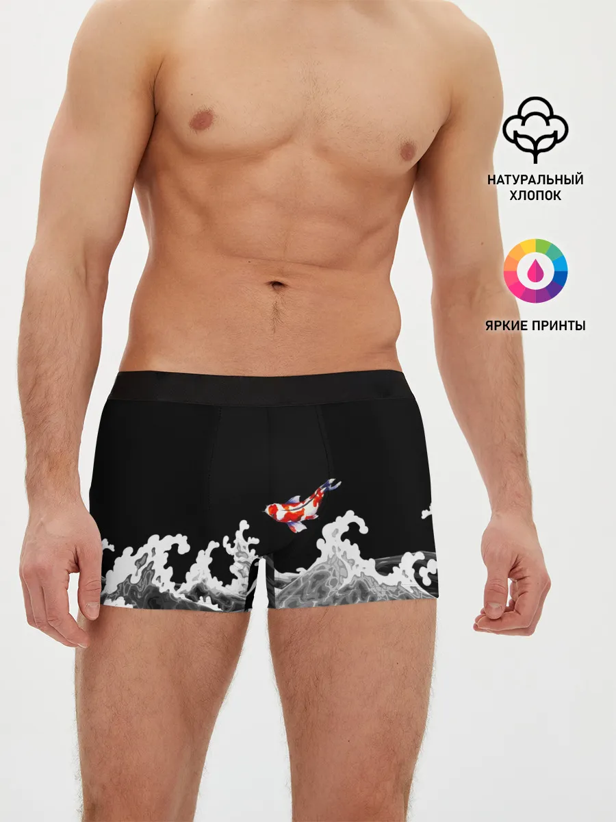 Мужские трусы боксеры / Карп Кои Волна Япония Рыба