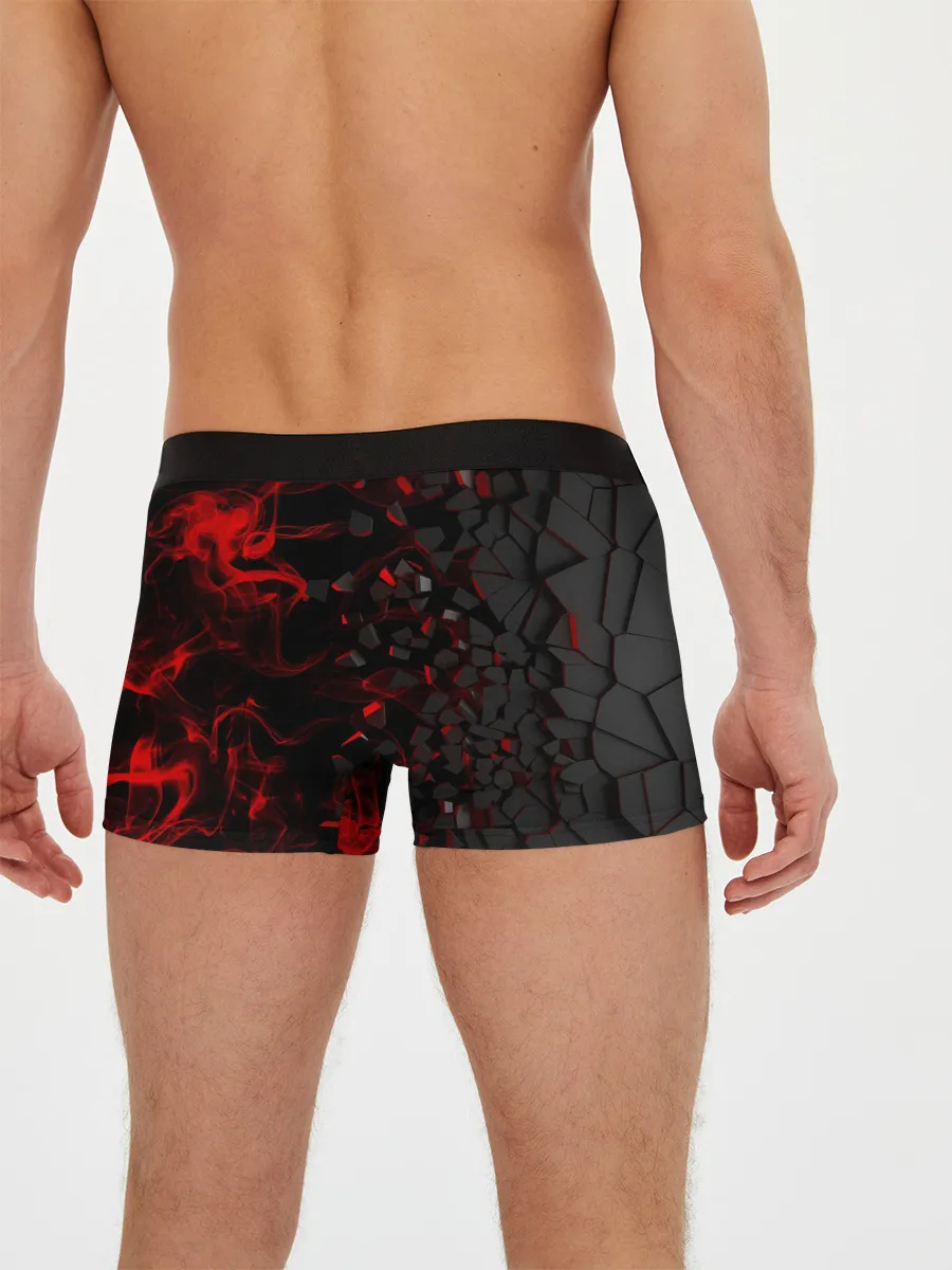 Мужские трусы боксеры / 3Д Разлом | 3D Плиты и огонь