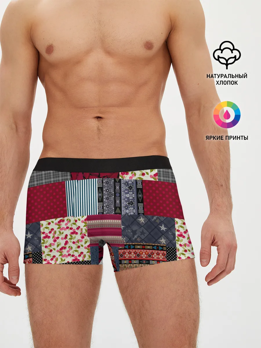 Мужские трусы боксеры / Деревенский стиль. Пэчворк.
