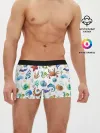 Мужские трусы боксеры / Морской паттерн с крабами и водорослями