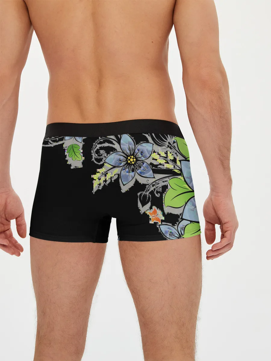 Мужские трусы боксеры / Цветочная композиция с бабочками