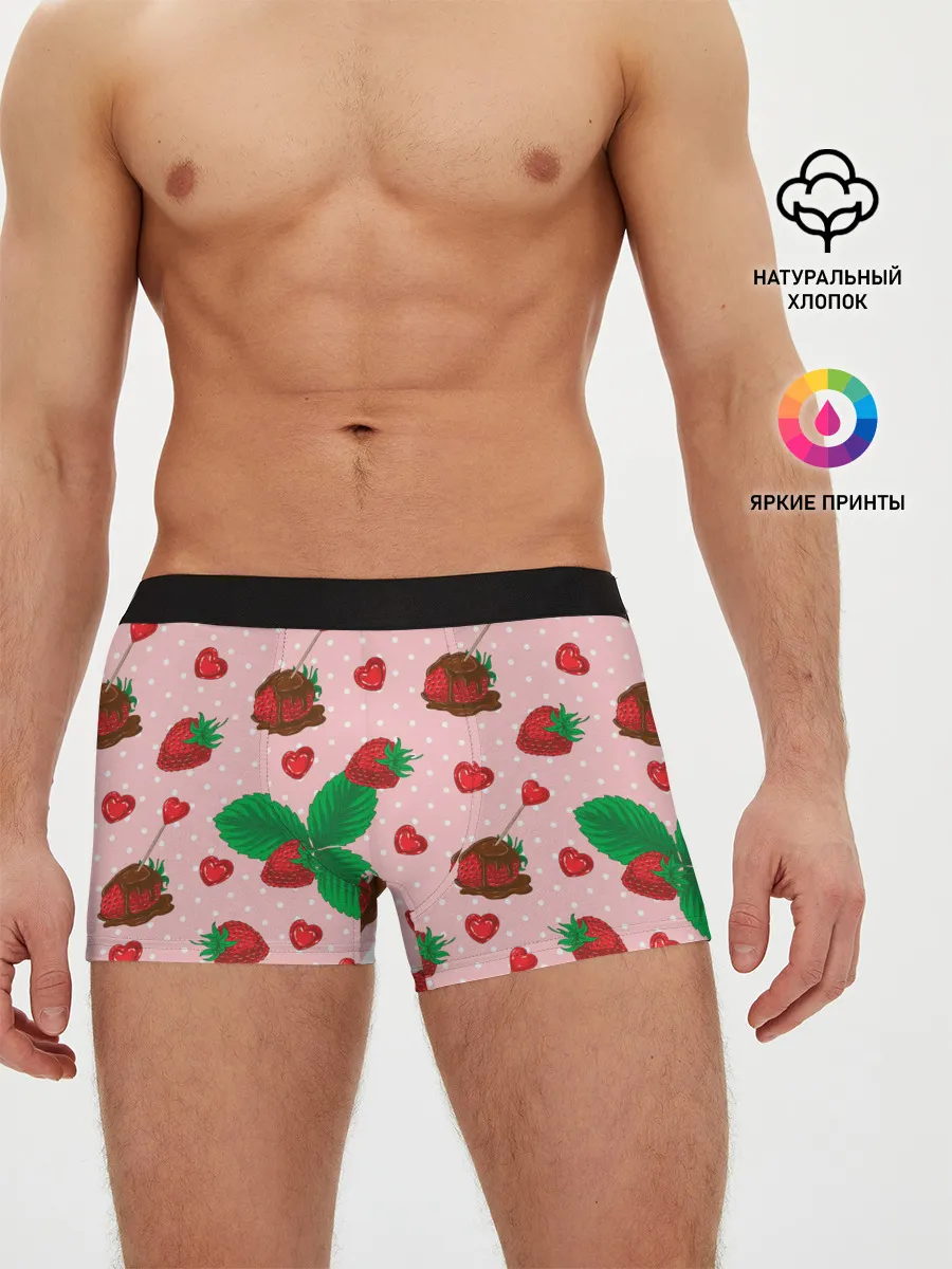 Мужские трусы боксеры / Клубника в шоколаде