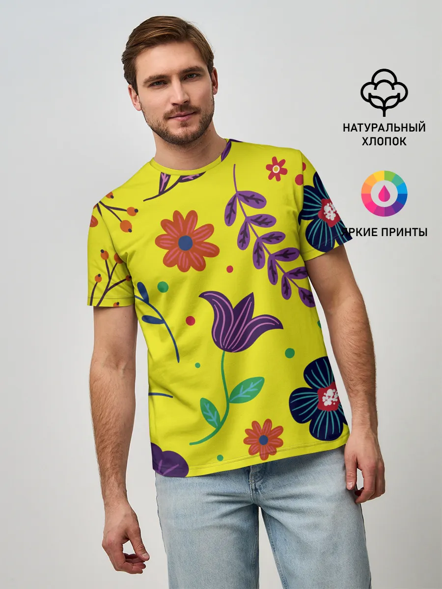 Мужская базовая футболка / Цветочный микс