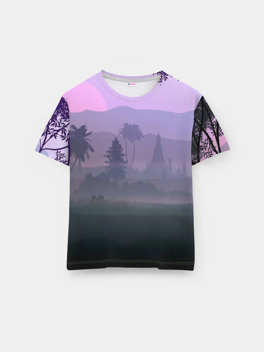 Мужская базовая футболка / forest at sunset