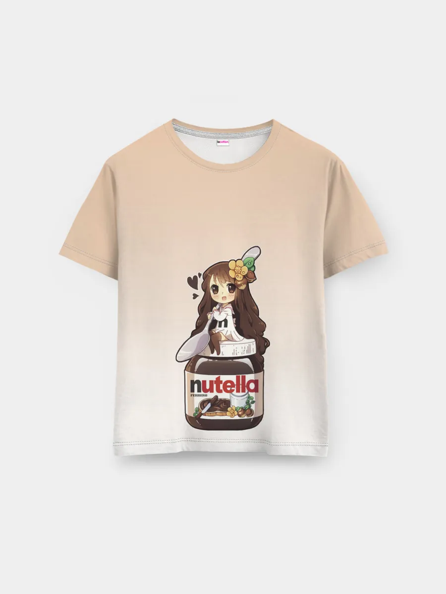 Мужская базовая футболка / анимешная девочка с нутэллой