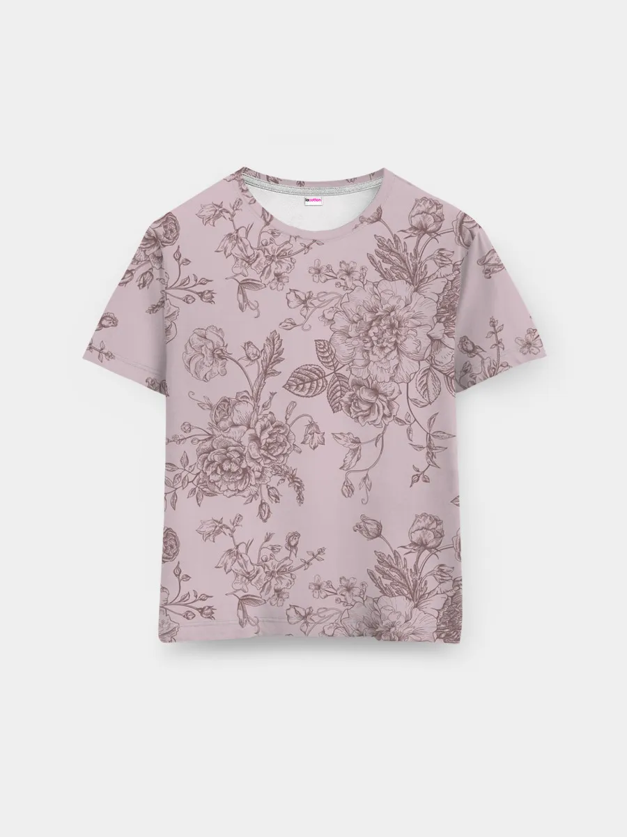 Мужская базовая футболка / розы с пионами