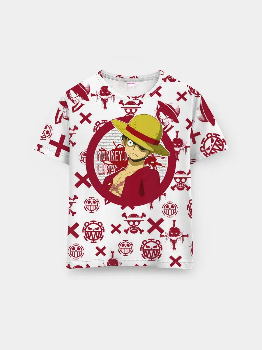 Мужская базовая футболка / Манки Д. Луффи | пиратские знаки One Piece
