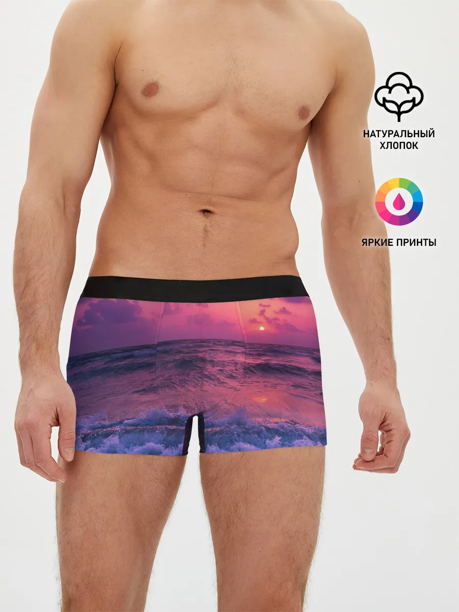 Мужские трусы боксеры / Закат на берегу