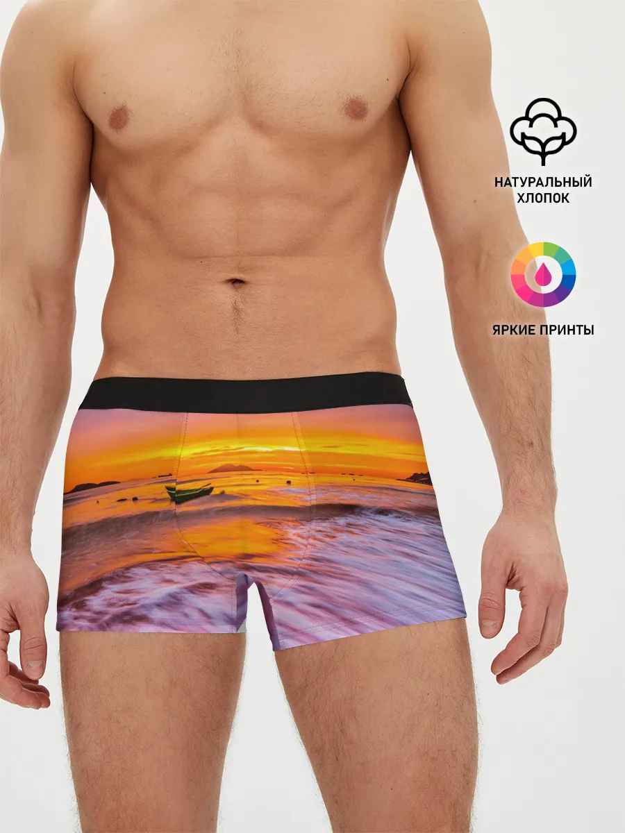 Мужские трусы боксеры / Закат на пляже