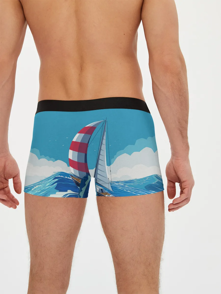 Мужские трусы боксеры / ПАРУСНИК В МОРЕ | ЛЮБЛЮ МОРЕ