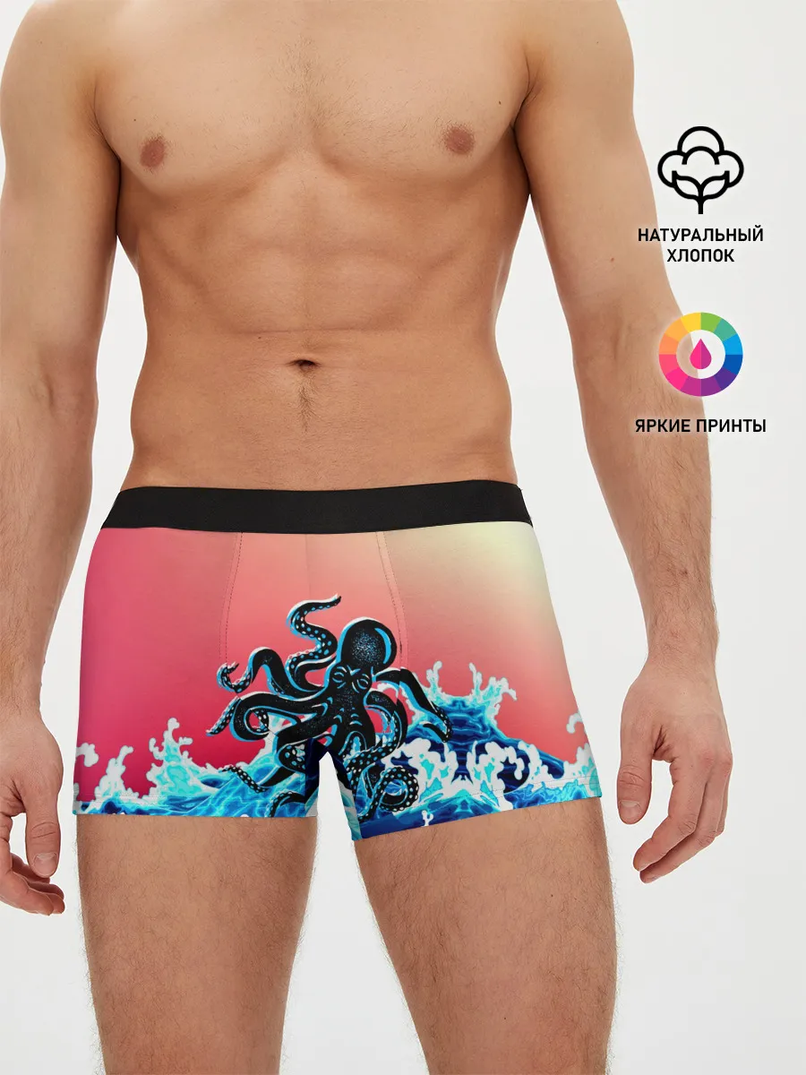 Мужские трусы боксеры / Кракен в Море | Градиент