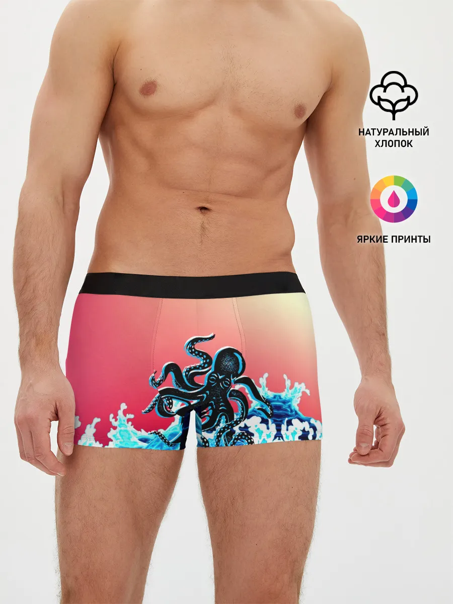 Мужские трусы боксеры / Кракен в Море | Градиент