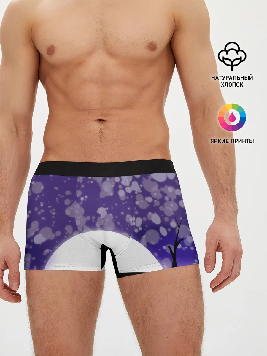 Мужские трусы боксеры / одинокое дерево в ночи