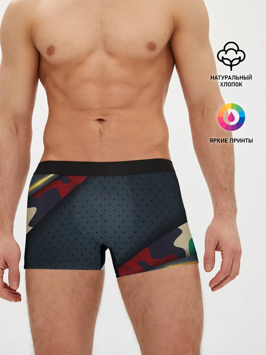 Мужские трусы боксеры / 3D Dark red & black