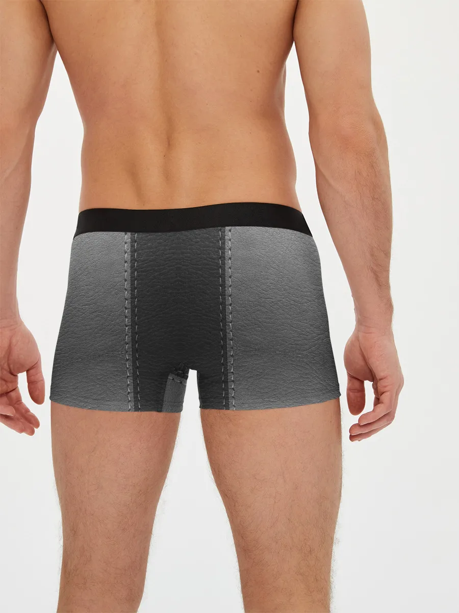 Мужские трусы боксеры / Черно-Серая Кожа