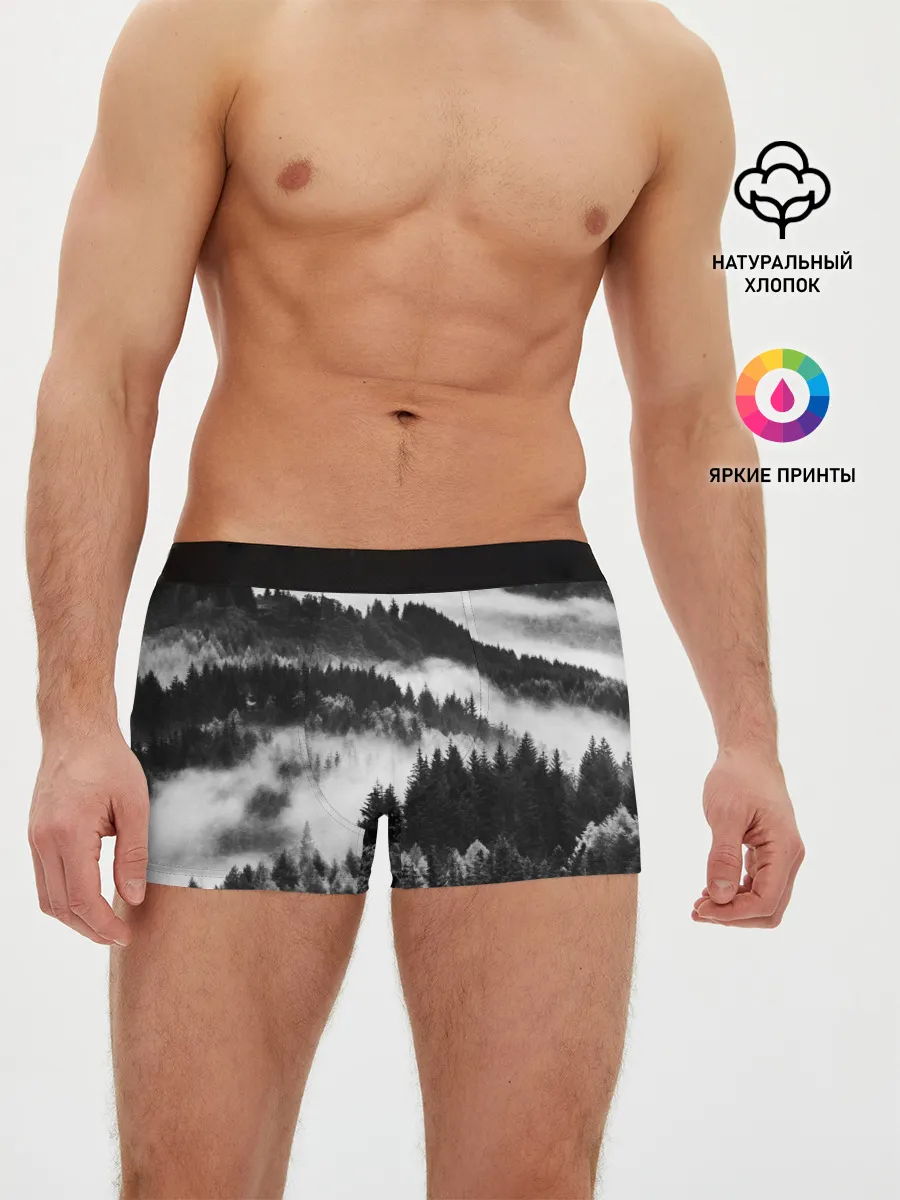Мужские трусы боксеры / ТУМАННЫЙ ЛЕС / МРАЧНЫЙ ЛЕС