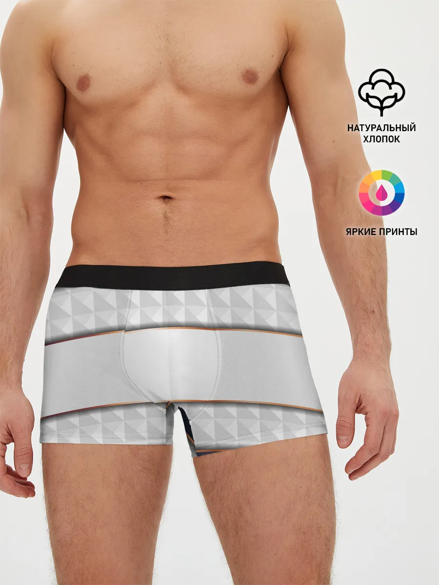 Мужские трусы боксеры / White 3d lines