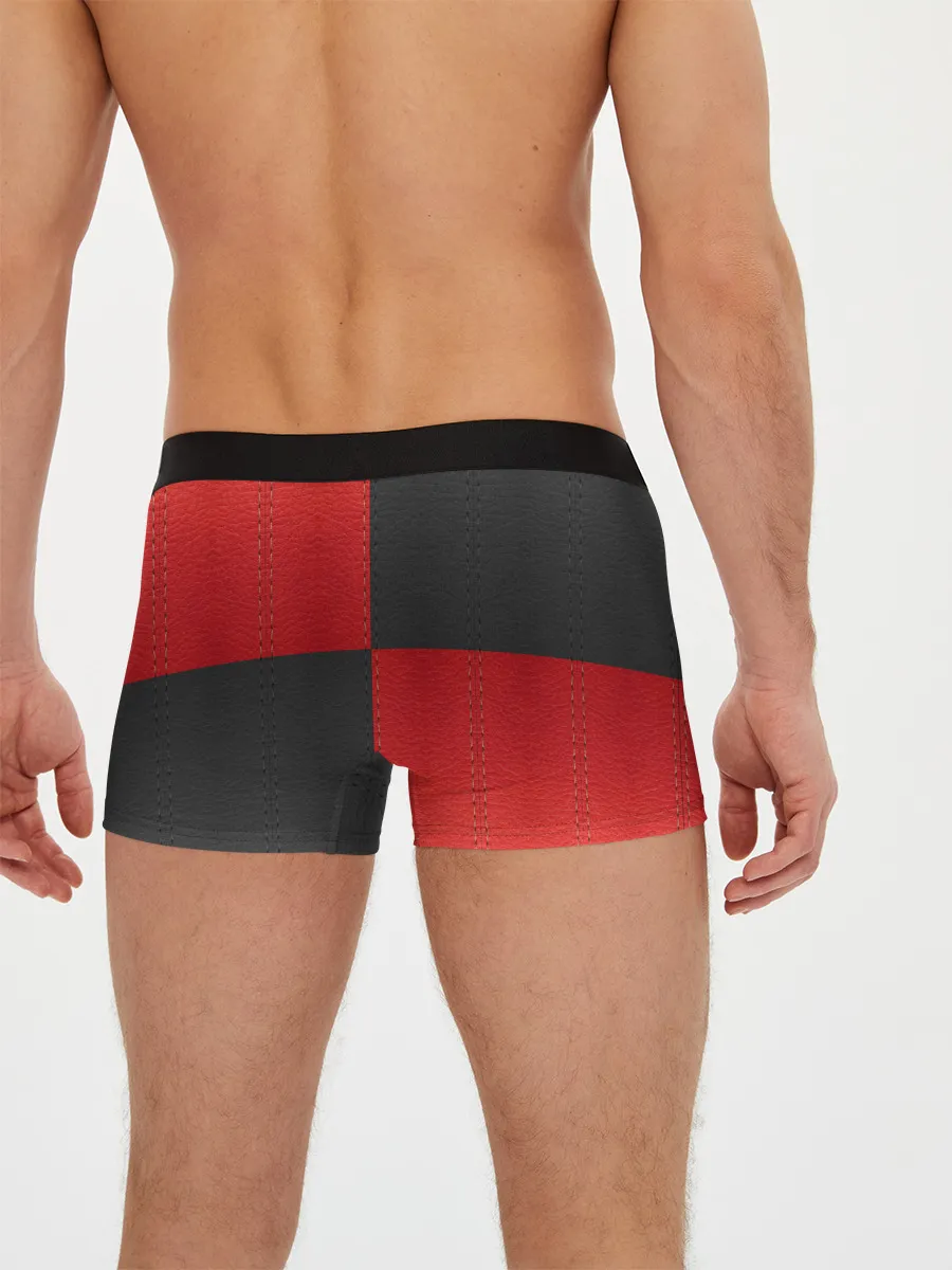 Мужские трусы боксеры / Черно-красная Кожа