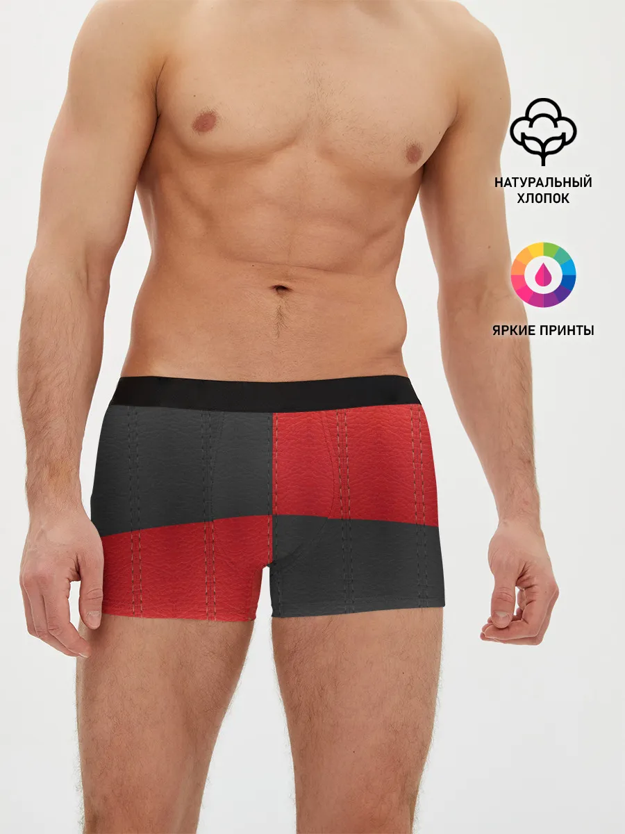 Мужские трусы боксеры / Черно-красная Кожа