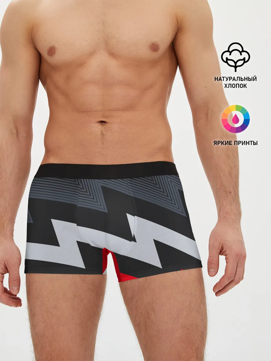 Мужские трусы боксеры / Черно-красные зигзаги