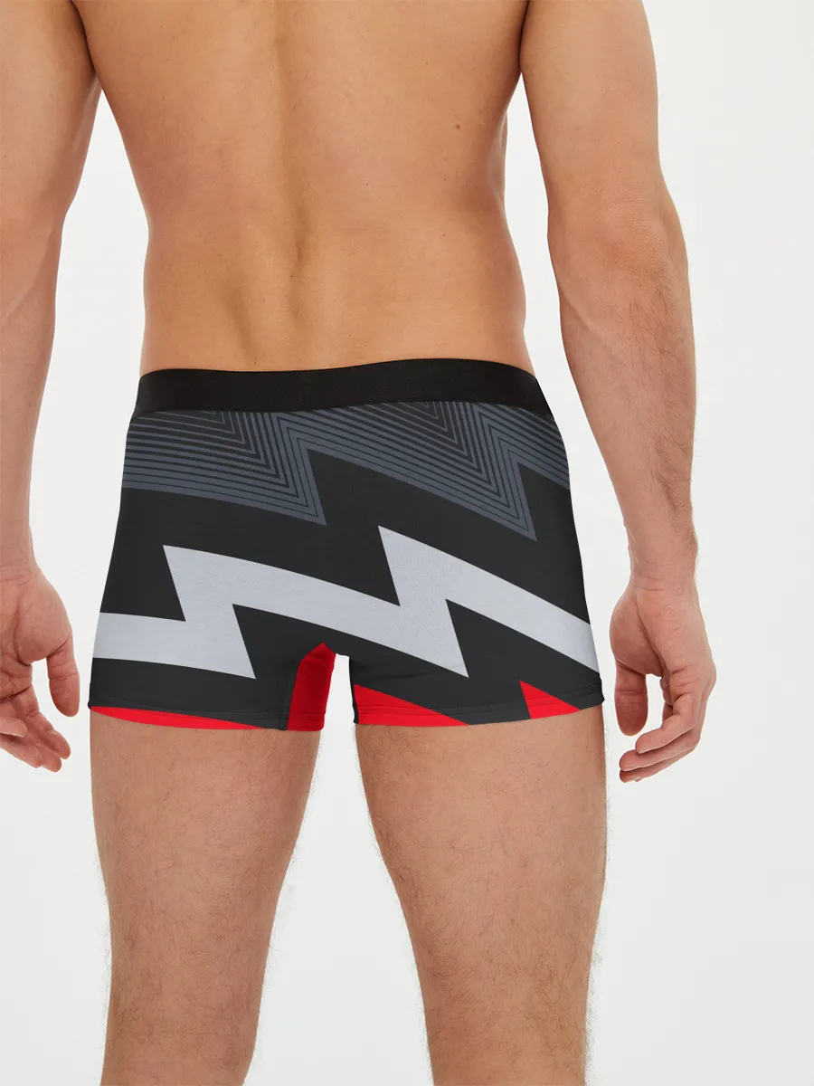 Мужские трусы боксеры / Черно-красные зигзаги