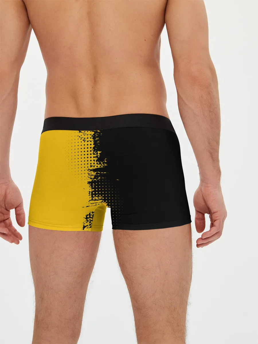 Мужские трусы боксеры / ЧЕРНО ЖЕЛТЫЙ ГРАНЖ | GRUNGE