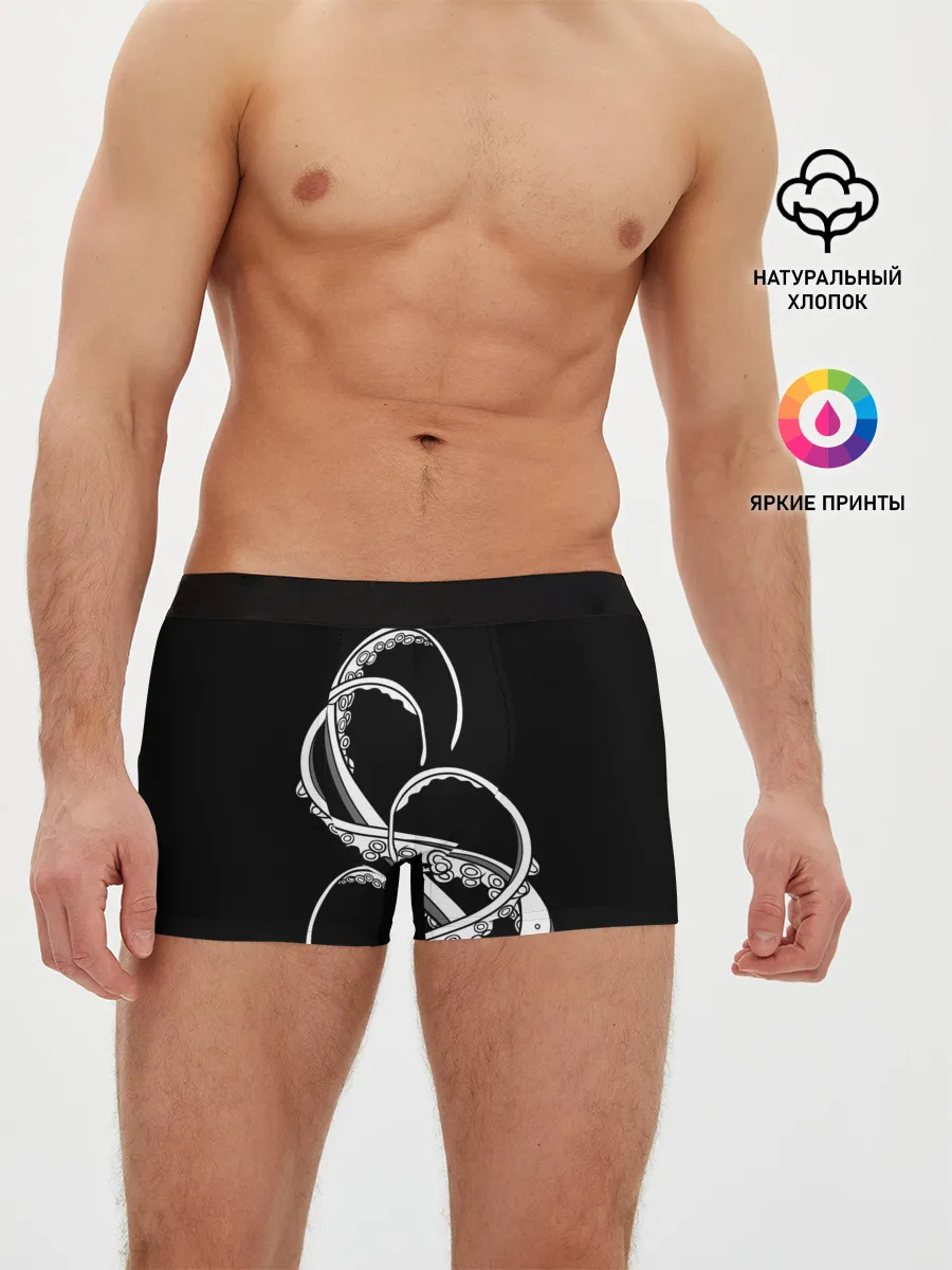 Мужские трусы боксеры / Octopus Black and White