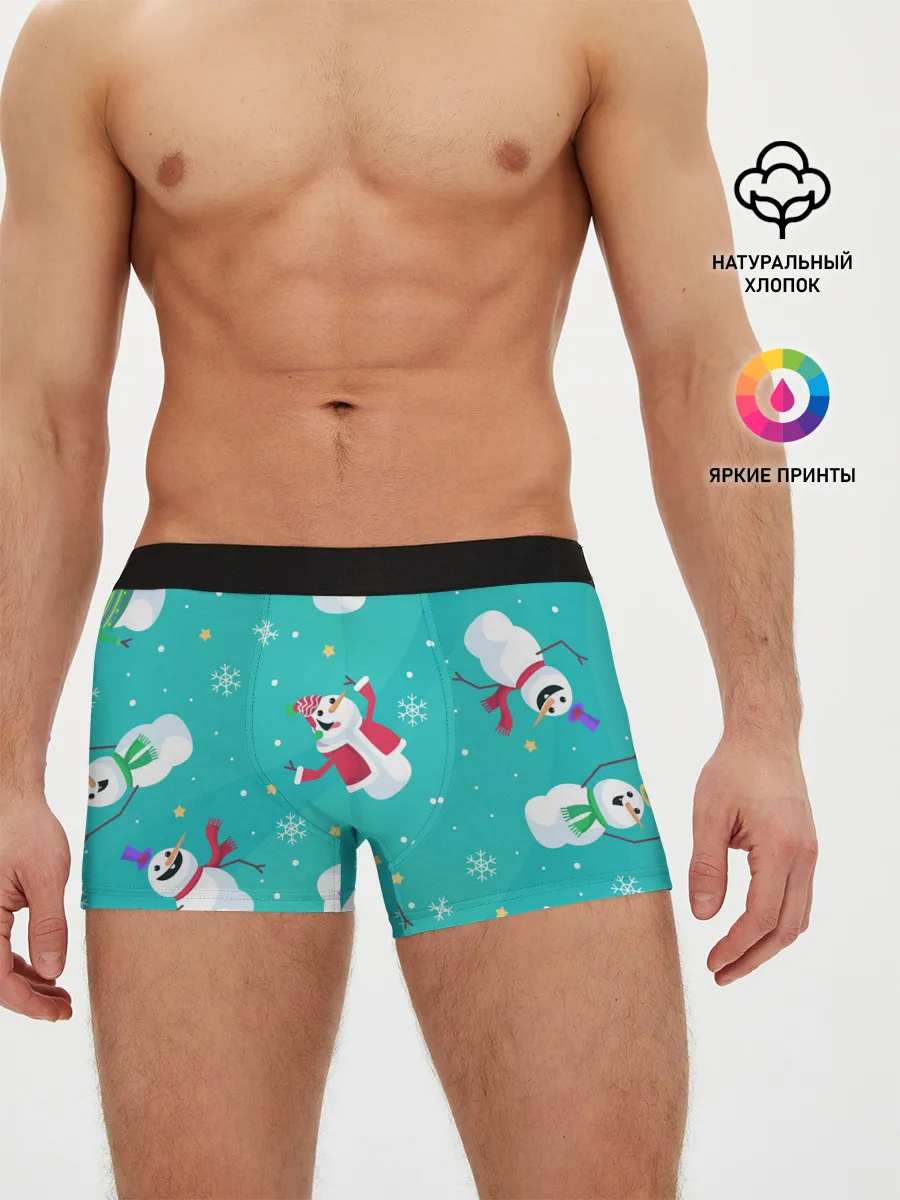 Мужские трусы боксеры / РазНые Снеговики