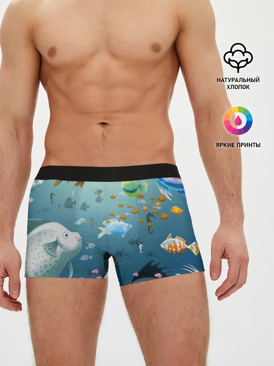 Мужские трусы боксеры / Мультяшные рыбки | Пляжная