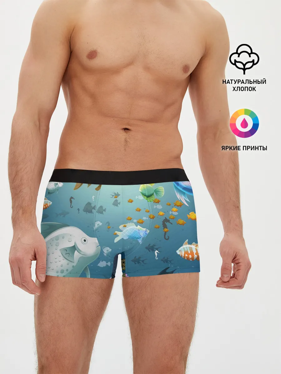 Мужские трусы боксеры / Мультяшные рыбки | Пляжная
