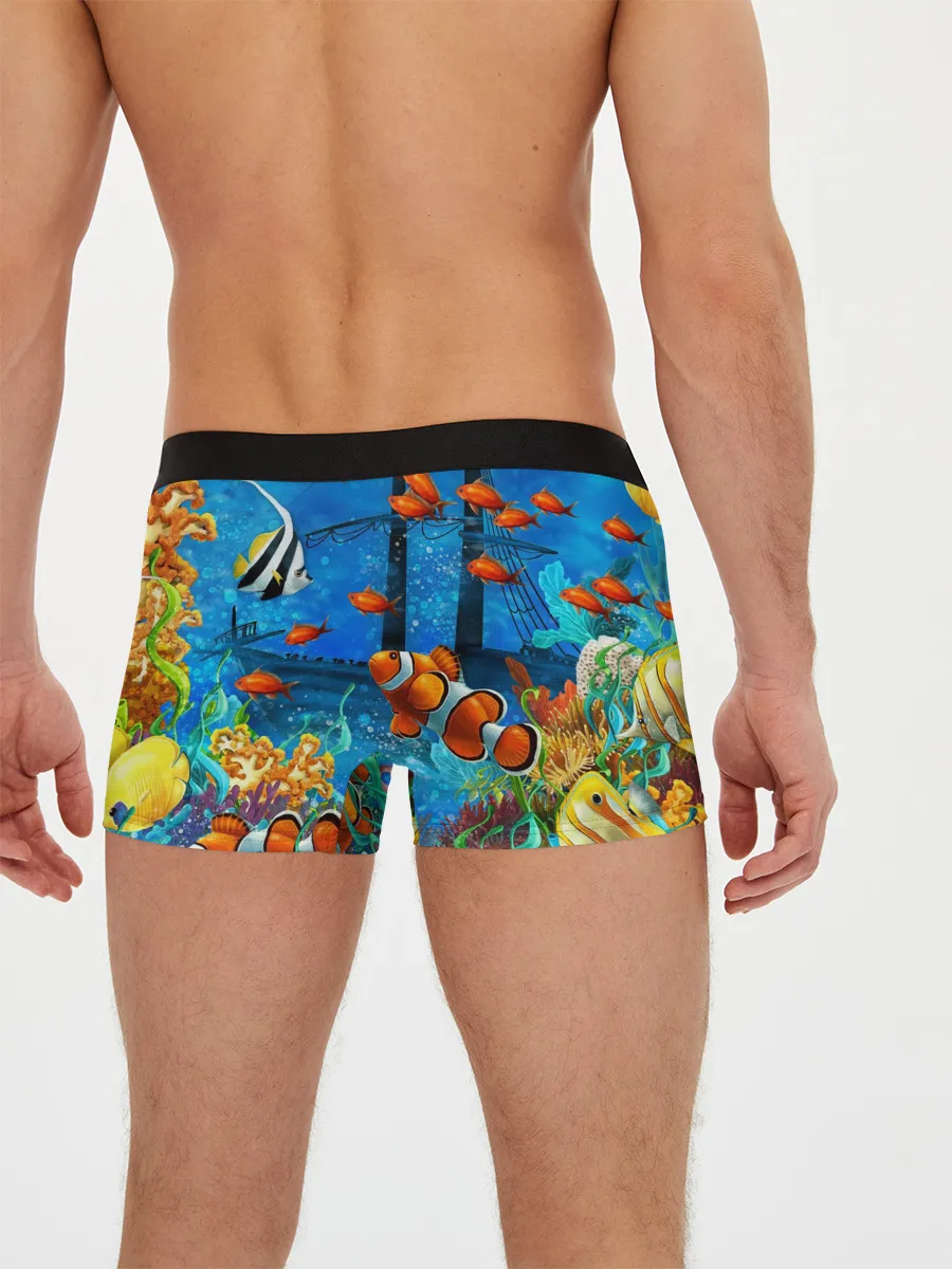 Мужские трусы боксеры / На глубине | Рыбки | Пляжная