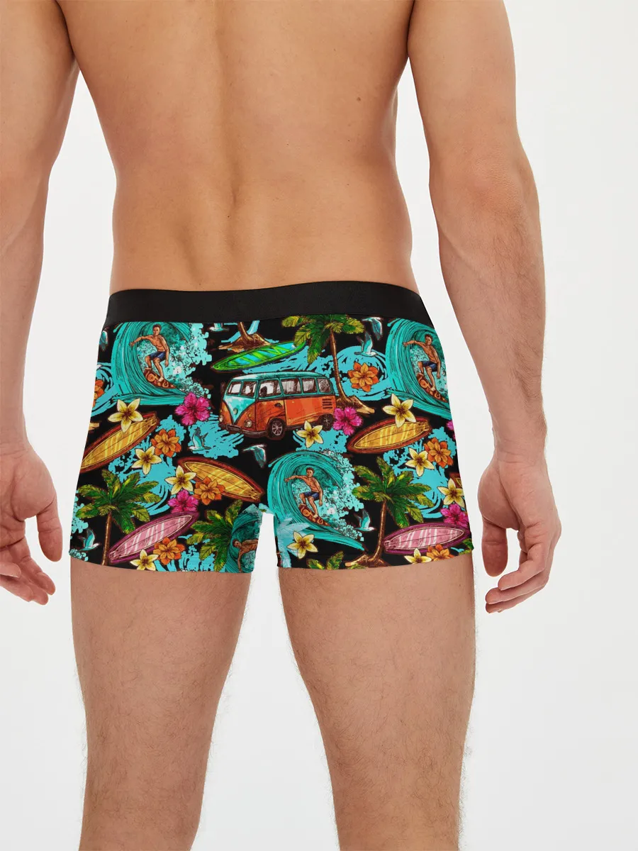 Мужские трусы боксеры / Пальмы, волны, серфинг