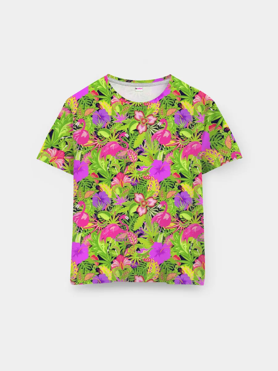 Мужская базовая футболка / Flamingo | Tropical