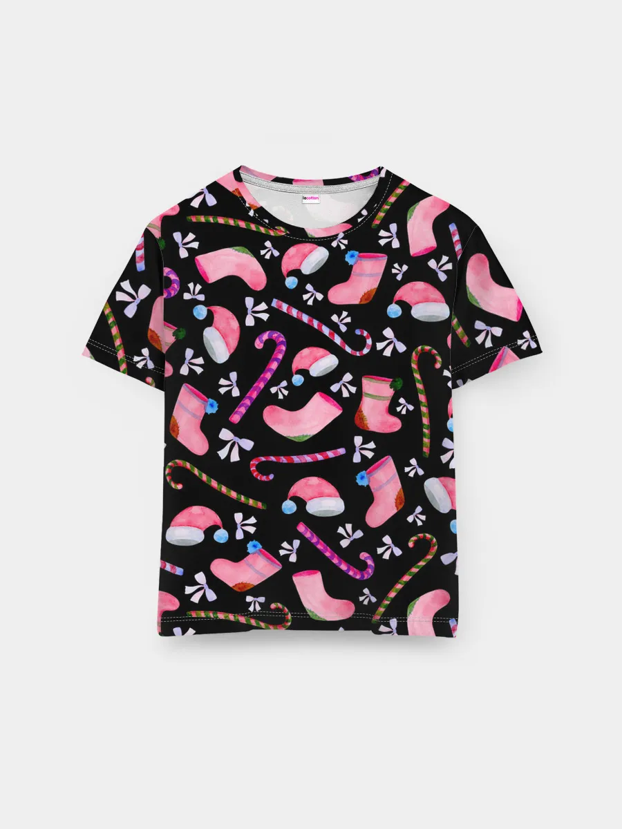 Мужская базовая футболка / Новогодняя ночь, акварельный узор